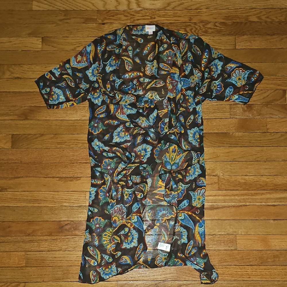 Boho Swim Cover-Up Kimono Cardigan Lularoe Shirley Small Floral